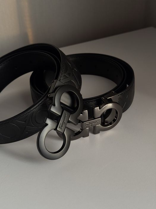 Чорний матовий чоловічий ремінь Salvatore Ferragamo