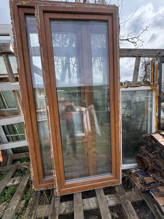 1x okno plastikowe zloty dab 87x213 rozwierno uchylne dostawa demontaz