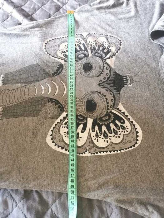 106 Szara bluzka tunika na krótki rękaw ze słoniem rozmiar M