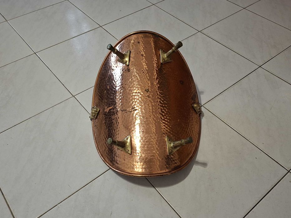 Cesto de cobre para lenha, vintage