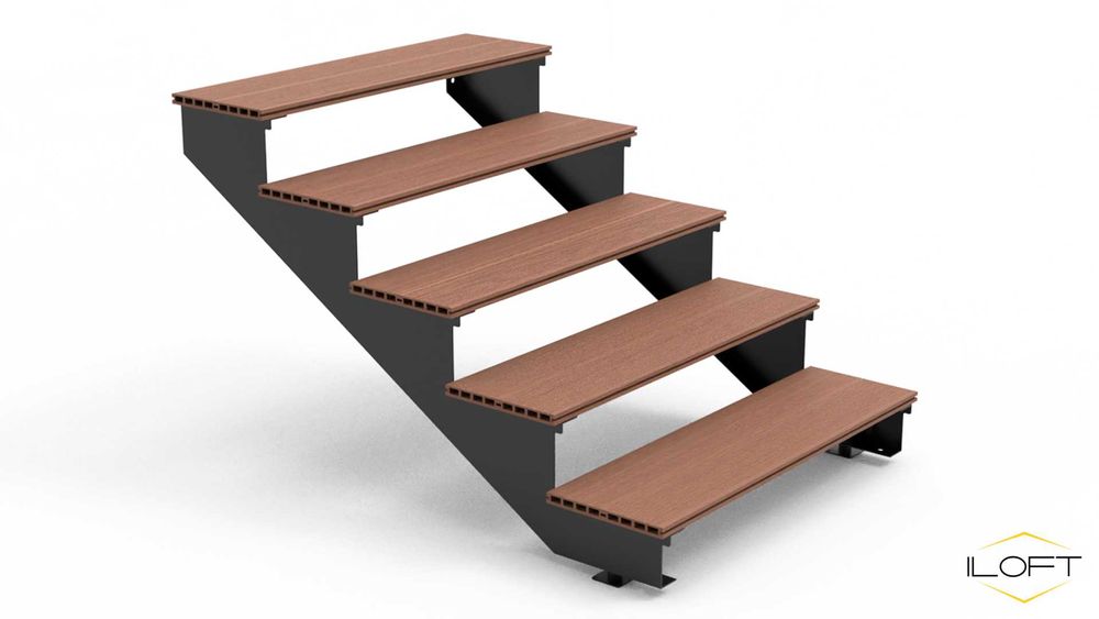 Estrutura metálica "PORTY" de 5 degraus para escada exterior em 1 hora