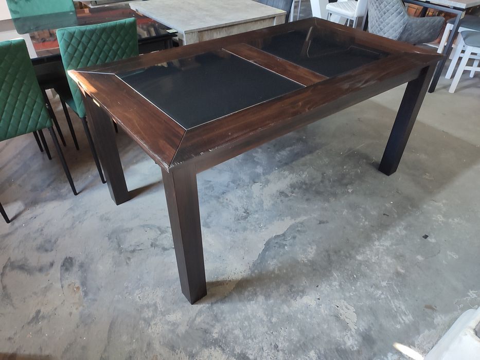 Stół drewno sosna brąz szkło