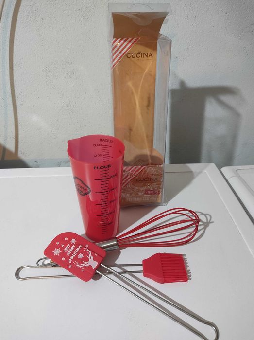 łyżka do ciasta miarka pędzel rózga zestaw świąteczny