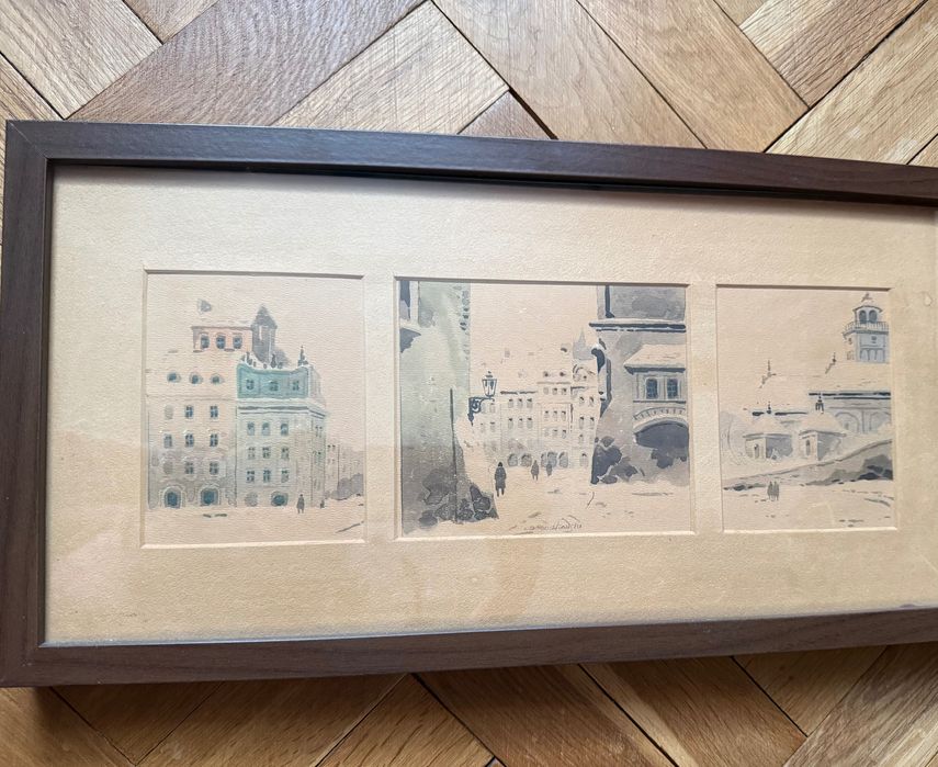 Akwarela Warszawa - oprawa ze szkłem. Czesław Nowakowski