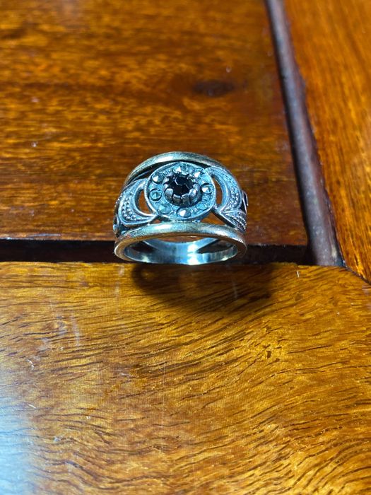 Anel Prata e Ouro Contrastado Antigo Tam. 13