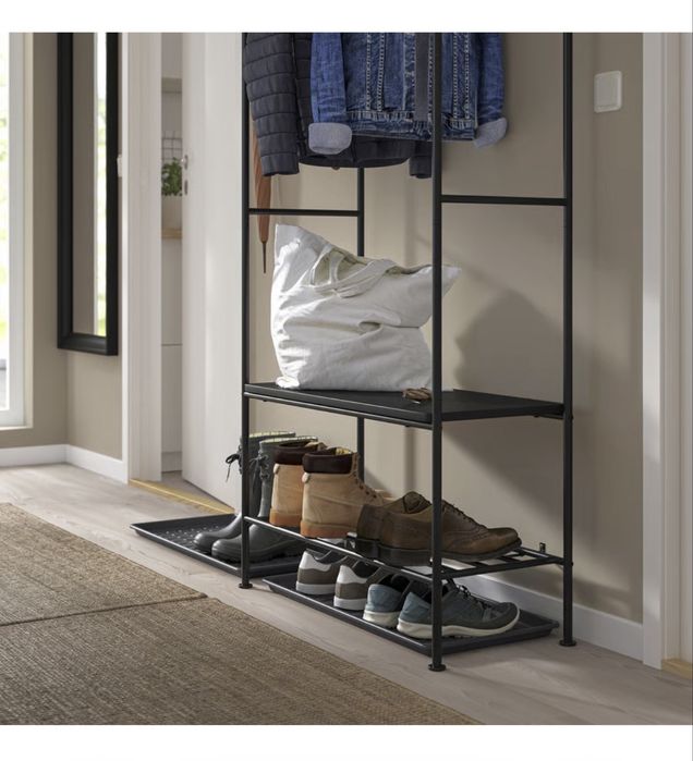 Suporte p/cabides c/arrum p/sapatos, antracite, 90x36x175 cm