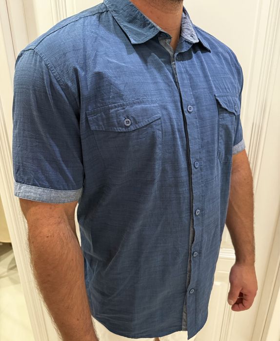 Granatowa elegancka koszula na krótki rękaw Atlas For Men 2XL