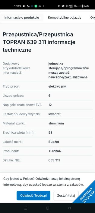 Przepustnica Dacia Renault. Torpan 639311