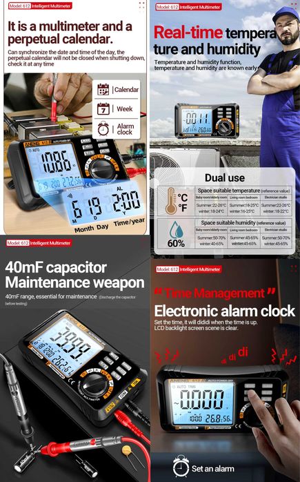 ANENG 612 613 Pro Smart мультиметр тестер AC/DC температура влажность