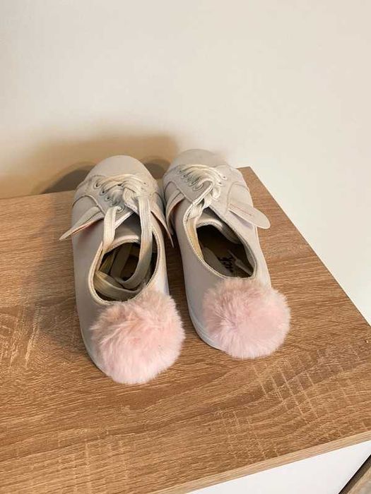 Buty białe trampki tenisówki z uszami królika pomponem ogonkiem 39