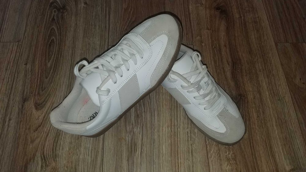 Buty ZARA 38/39 25cm modne skórzane tenisówki lekkie półbuty stan BDB