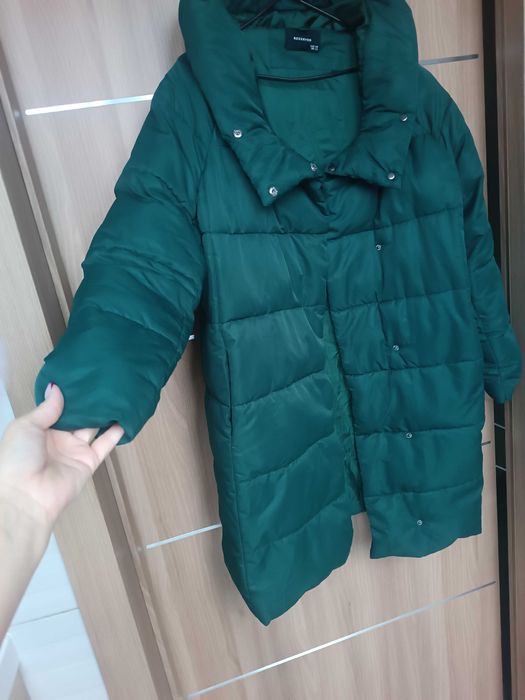 Kurtka zimowa płaszcz Reserved M/L butelkowa zieleń oversize