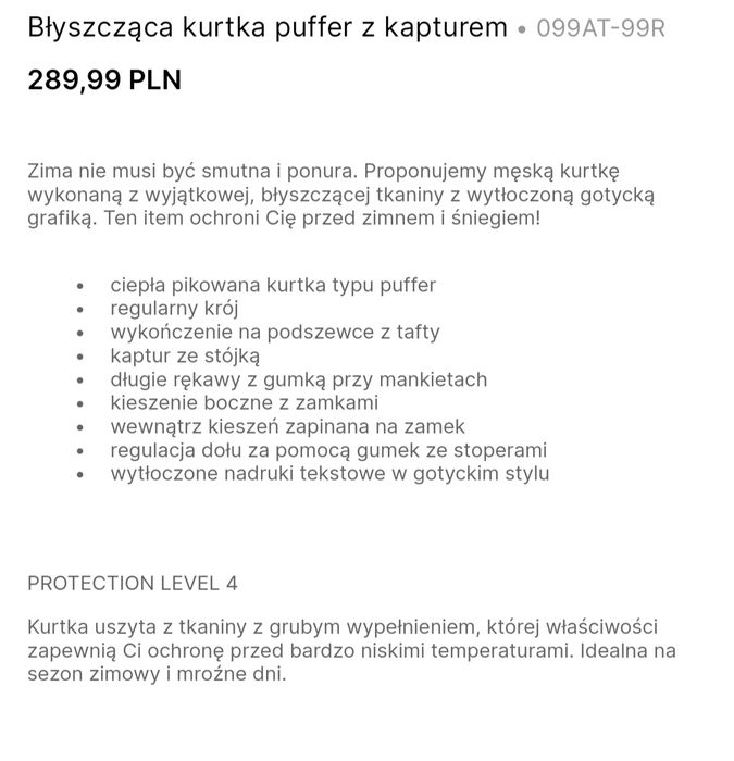 Zimowa błyszcząca kurtka puffer z kapurem Cropp  M