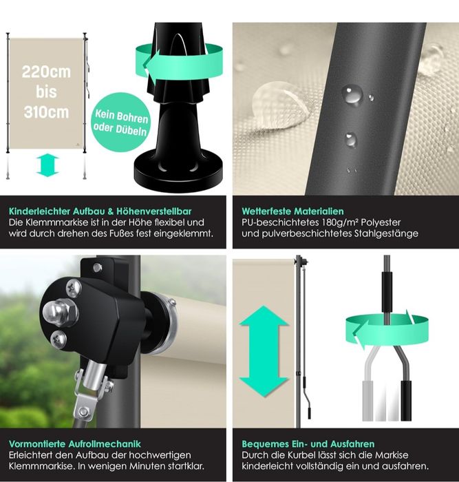 2 Toldos verticais-marca alemã kesser -para exterior,varanda,jardim