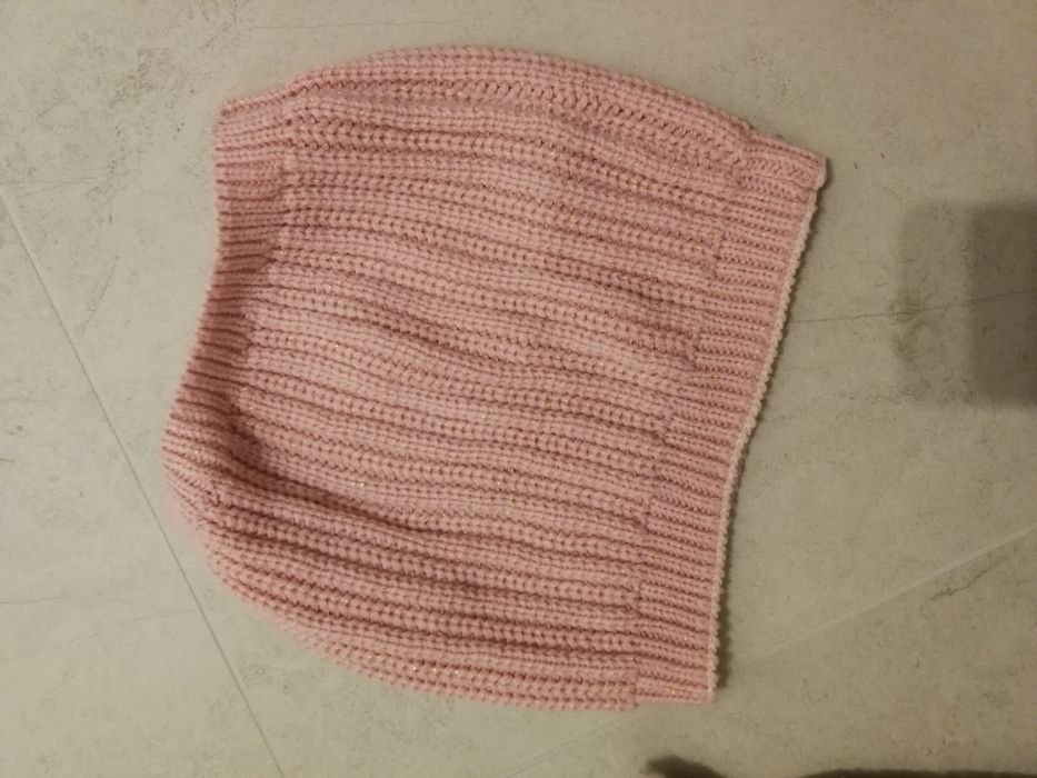 Różowa zimowa czapka kotek i ciepły komin