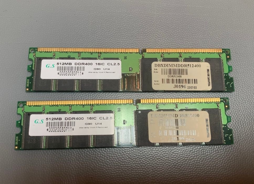 Memória ram DDR 400Mhz 2x512Mb