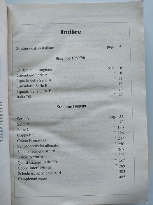 Livro  italiano Anno calcio 1989