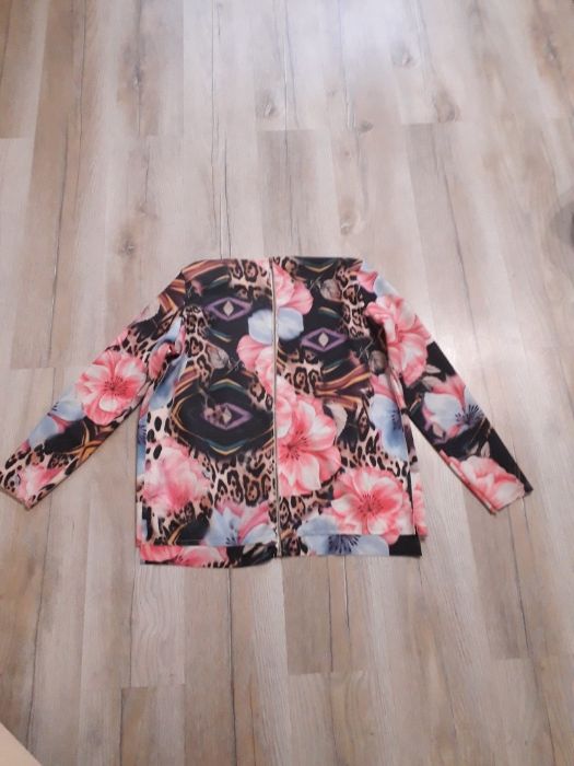 Kolorowa Marynarka w kwiaty narzutka żakiecik