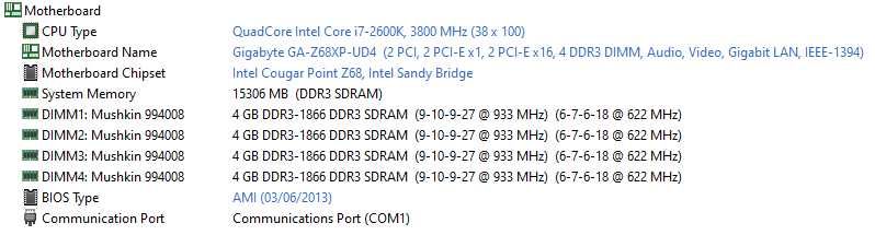 Материнська плата, Gigabyte GA-Z68XP-UD4, Intel Core i7-2600k, 16Gb