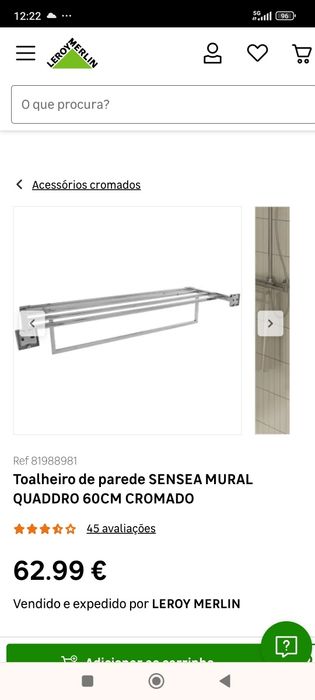 Toalheiro de parede 60cm