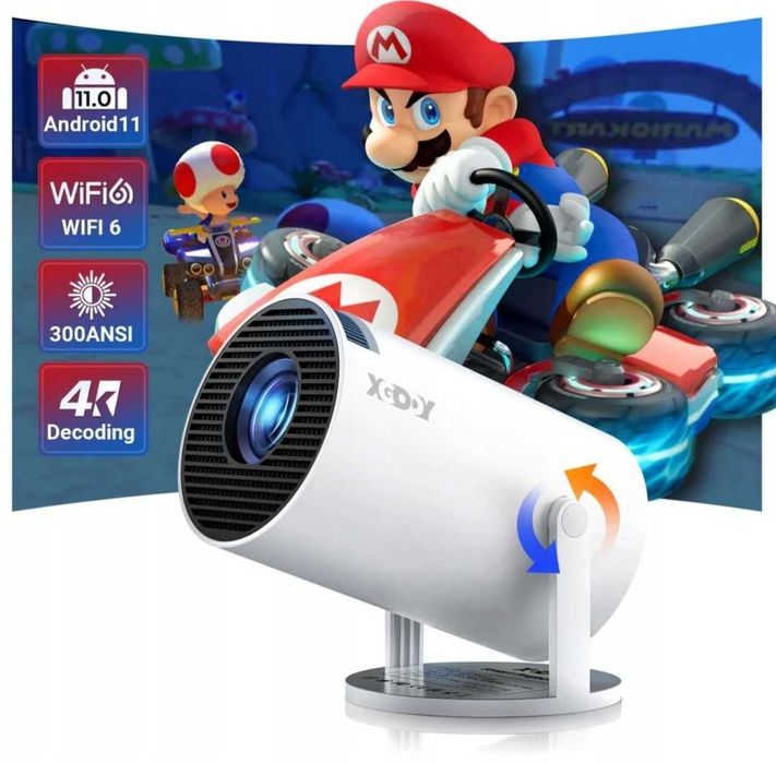 Projektor LED Xgody Gimbal 3 NOWY WYMIAR OBRAZU Android TV WiFi