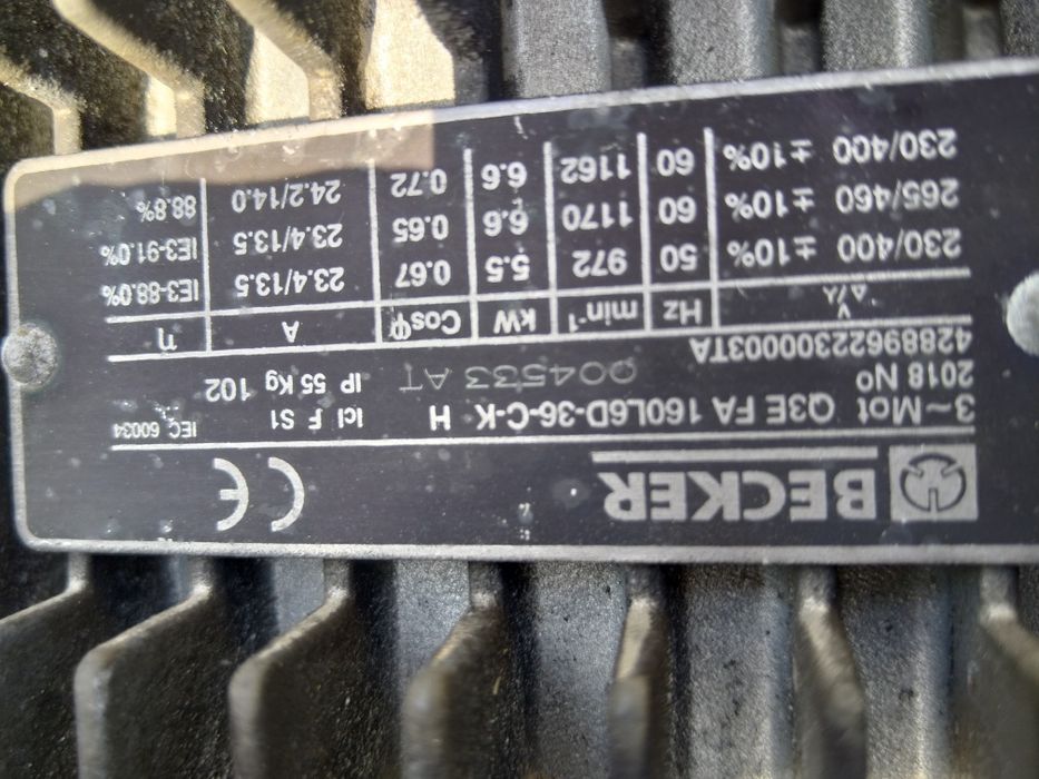Sprzedam silnik elektryczny Becker 5,5 kw