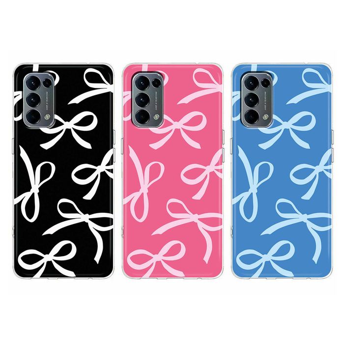 Capas silicone para telemóveis Oppo com Laços, azul, rosa e preto