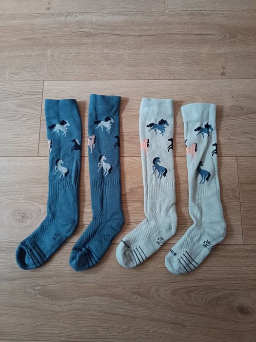 2x wysokie skarpety jeździeckie Decathlon, rozm 31-34, stan idealny
