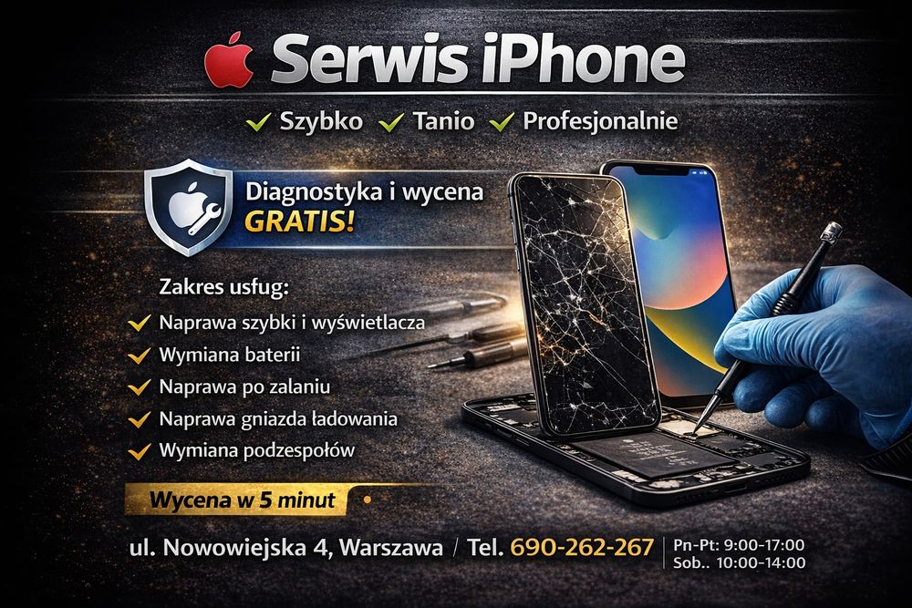 Serwis wyświetlacz szyba iPhone 7/7+/8/8+X/Xr/XS/Xsmax/11/11pro/12/13