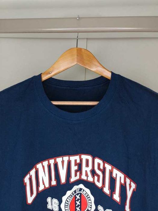 Granatowa koszulka z nadrukiem męska Rozmiar L