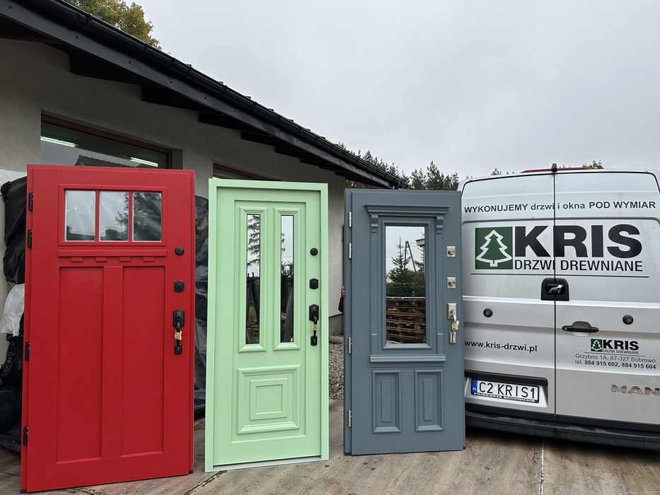 Drzwi zewnętrzne drewniane Angielskie Schlage Czyste Powietrze MONTAŻ