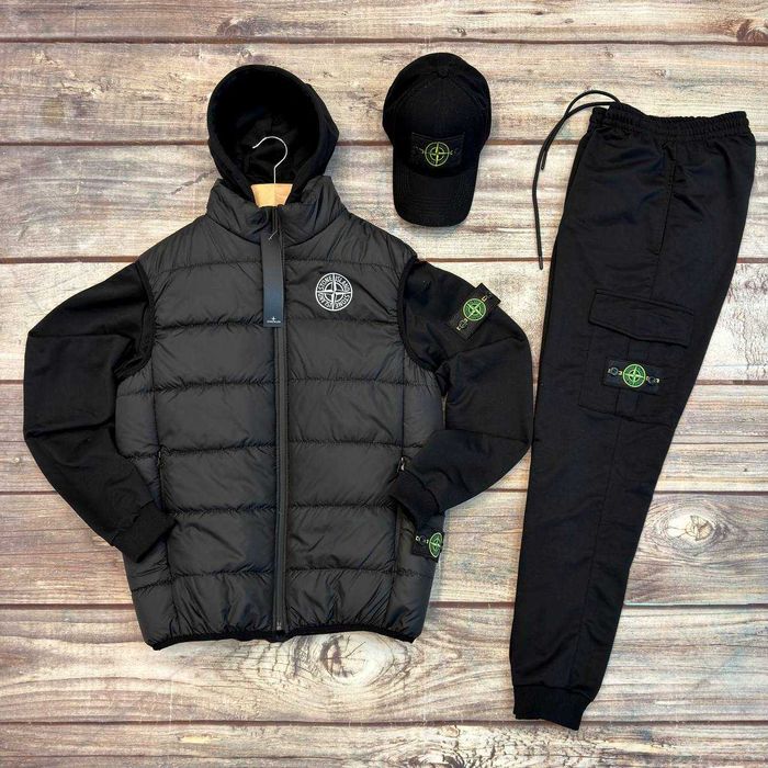 Спортивний костюм весняний чоловічий +жилетка +кепка Stone Island