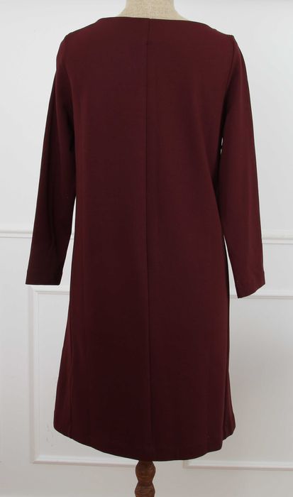 Nowa sukienka damska trapezowa H&M S ciemno bordowa