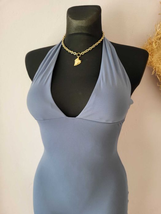 Niebieski kombinezon damski obcisły na siłownię M 38