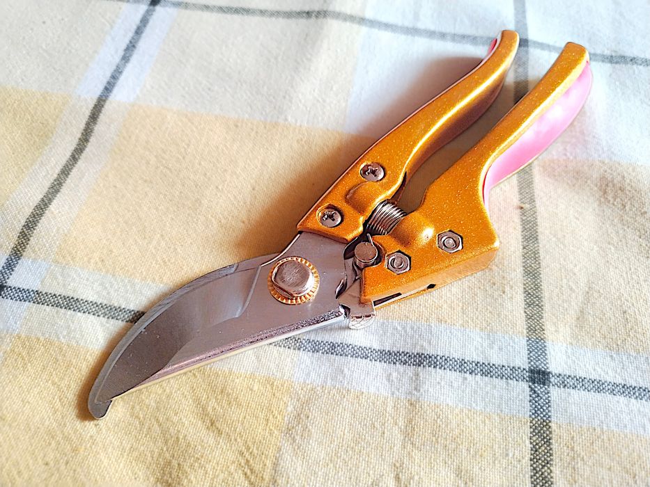 Японский садовый секатор из стали SK5 + кожаный чехол (Золотая серия)