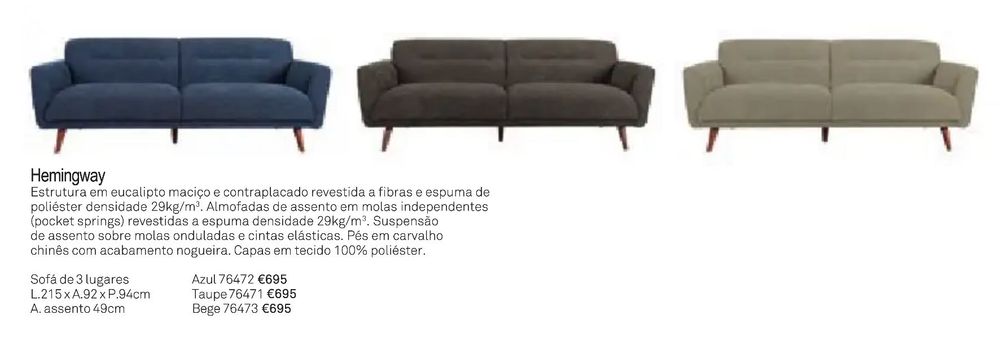 Sofá 3 lugares | Area Store | Modelo Hemingway | Estilo mid century