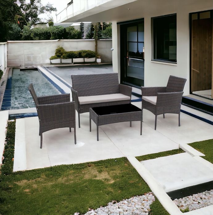 Meble ogrodowe technorattan stolik szkło kolory