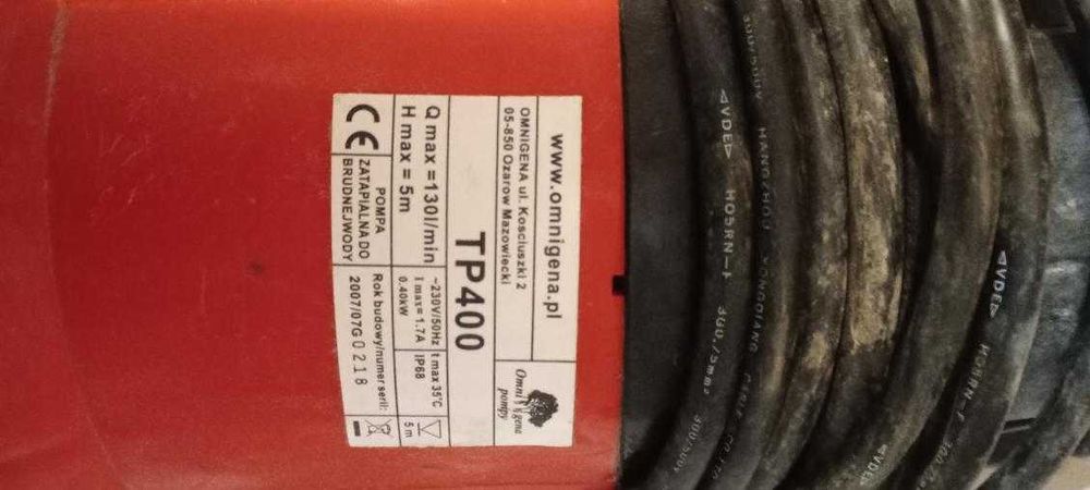 pompa  zatapialna do wody  brudnej  TP 400 omnigama