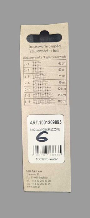 Sznurowadła trekkingowe 150 cm – Brązowo-Pomarańczowe, poliester