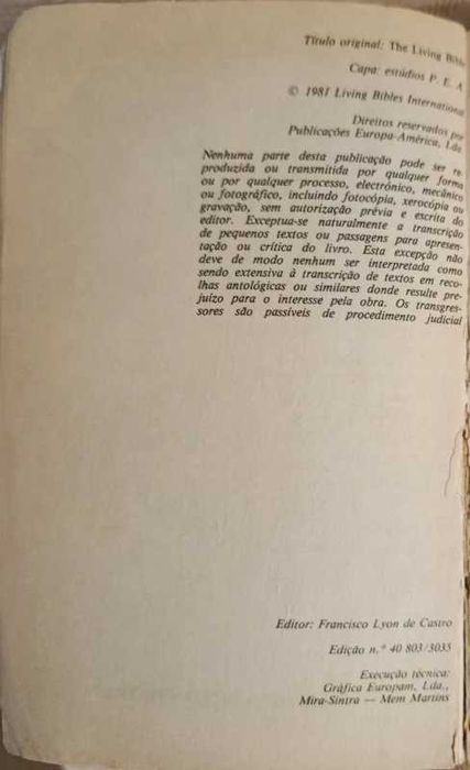 O Livro, Publicações Europa América, 1981