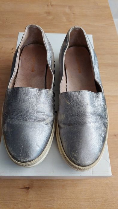 Gino Rossi srebrne mokasyny skóra r. 38
