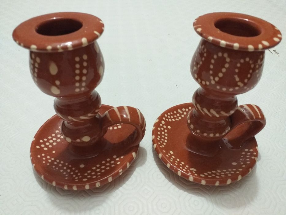 Castiçais Barro Pintado