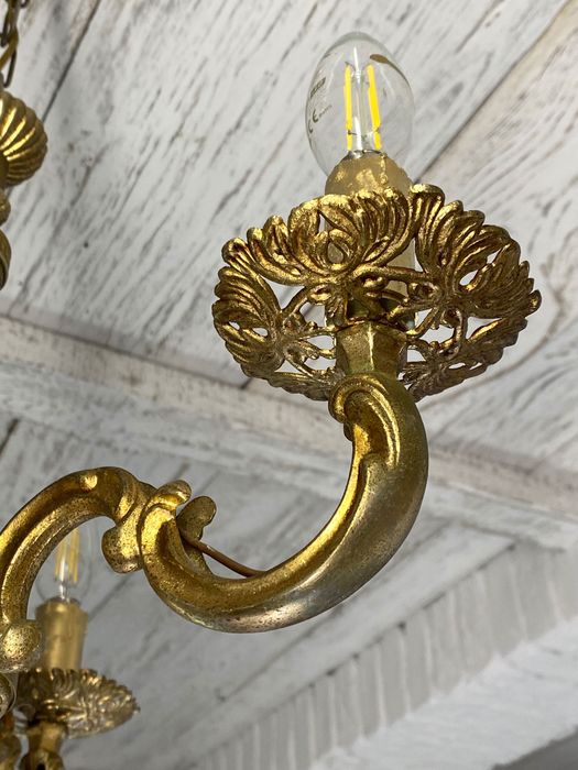 Francuski Żyrandol nr. 26 Francja, mosiądz 3-ram Antyk Lampa