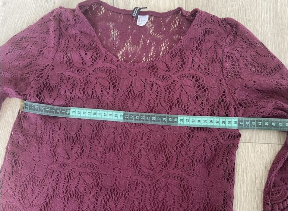 Мереживна сукня бургунді, марсала, H&M, вʼязана
