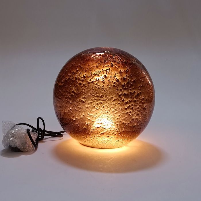 Candeeiro esfera vidro soprado cobre/dourado
