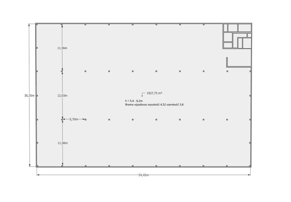 Magazyn/hala 1900 m2 Pyrzyce, 10,00 m2/netto