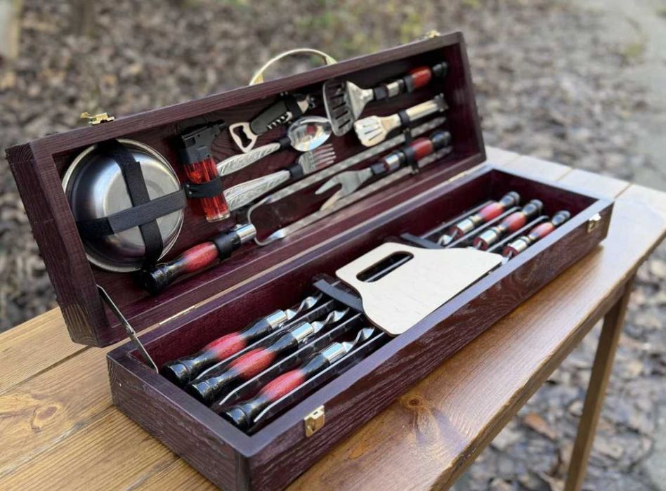 Ідеальний на подарунок набір шампурів в кейсі!+можливість гравіювання!