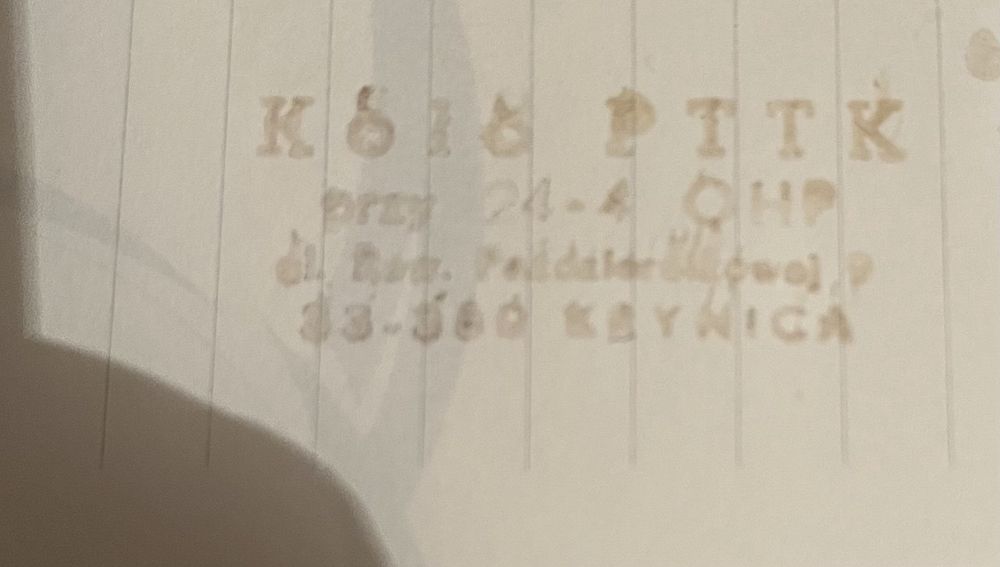 Pieczątka oddziału PTTK przy OHP na ul.Rewolucji Październikowej