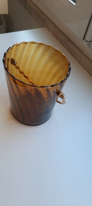 Balde de gelo vintage vidro castanho