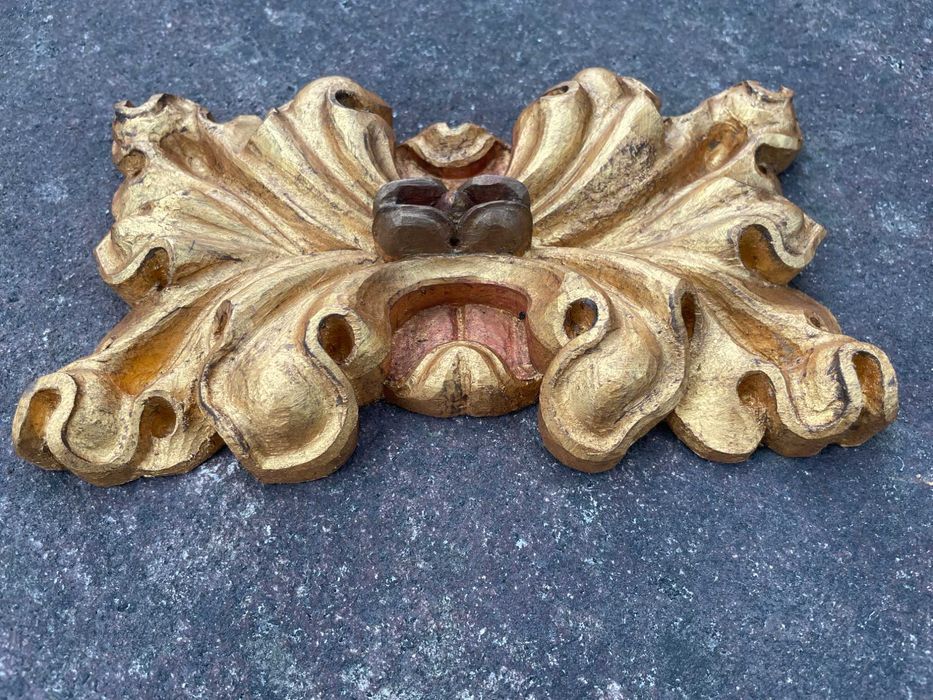 Carving, golden brown wooden rosette with paint, rectangular64586004382851121